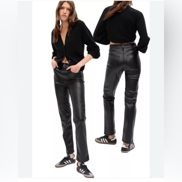 GAP High Rise Cheeky Straight Faux Leather Pants - Picture 1 of 8